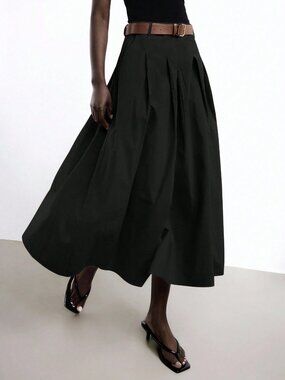 Black Casual Women's Flared Skirt